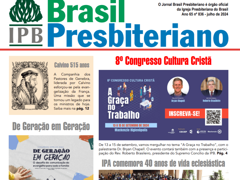 Edição de Julho do Jornal Brasil Presbiteriano Já&nbsp;Disponível!